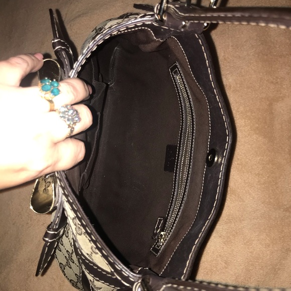 ♥️💖♥️Authentic GUCCI hobo bag . Brown Leather and Canvas . - Picture 15 of 17